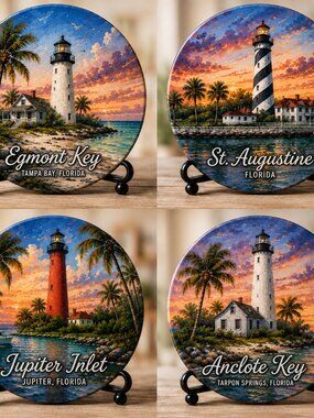 Florida Lighthouse Collection – Premium Coastal Coasters